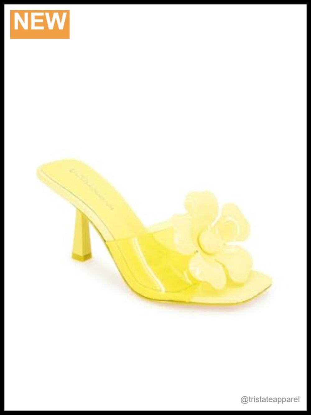 Jelly Dress Sandal with 3D Large Vinyl Floral, 3.2 Inch Flared Heel, Padded